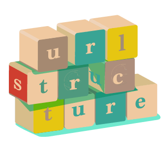 url structure - wooden toy building blocks in different colours stacked up with individual letters spelling out 'url structure'