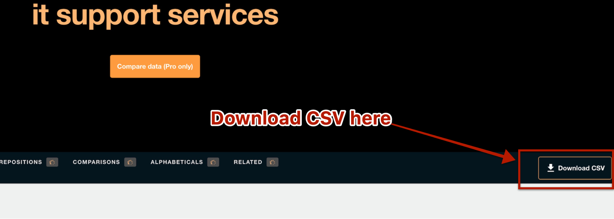 How to download CSV on answerthepublic