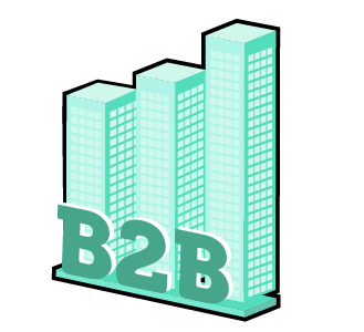 B2B marketing statistics header image - 3D graph made of office buildings with B2B running across the x axis